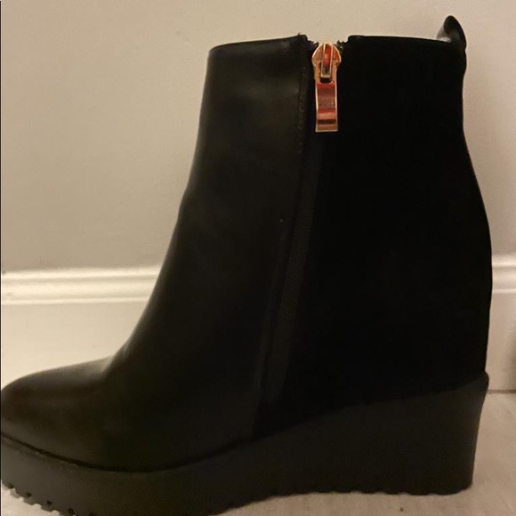 Black Leather +Suede Platform Ankle Boots from UK 🇬🇧 - Picture 11 of 15